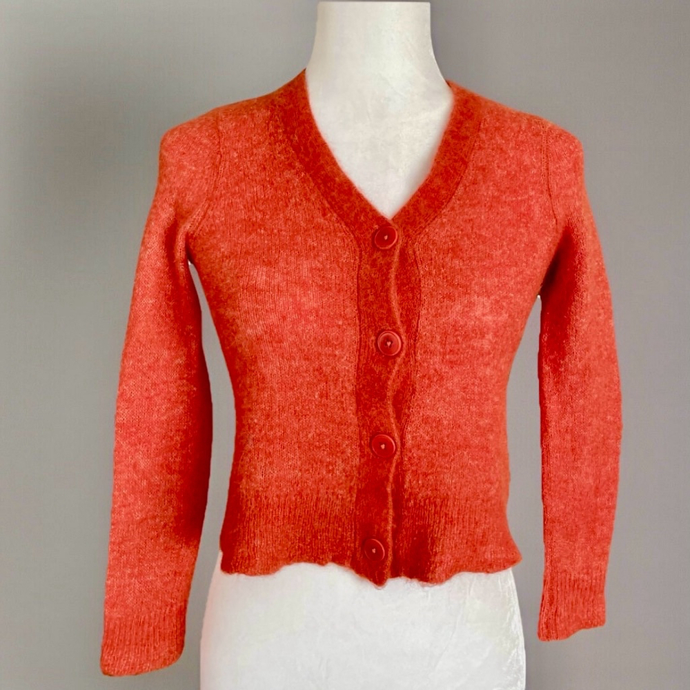 Madewell Orange Alpaca Blend V Neck Cardigan Extra Small